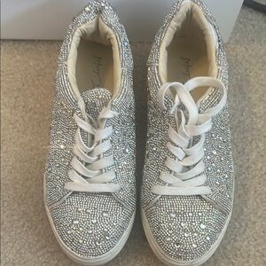 Betsey Johnson Silver Glitter Sneakers